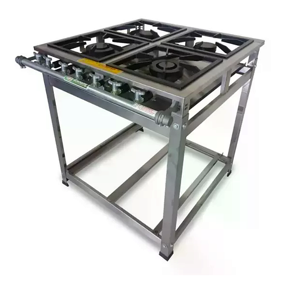 Fogão Industrial 4 Bocas Baixa Pressão 30x30 P5 Cristal Aço
