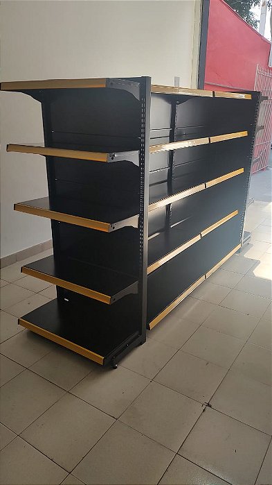 Prateleira Cristal Aço - Gondola de Ponta 160x75 4 modulos