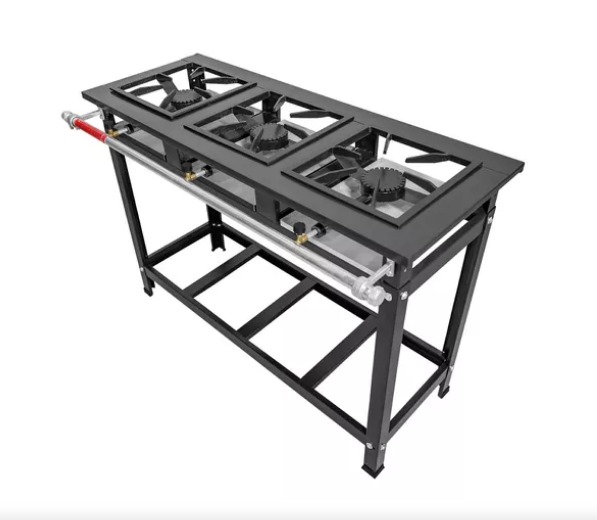 Fogao Industrial 3 Boca Qs Alta Pressão Economy 80x107x44