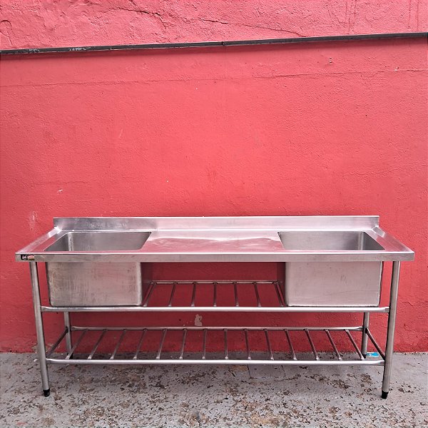 Pia inox com cuba profunda 2.00x55x87   semi nova