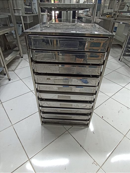 GAVETEIRO EM AÇO INOX 53X53X90 SEMI NOVO