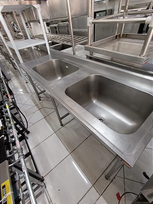 Pia inox 2 cubas 2.05x70x90 semi-nova