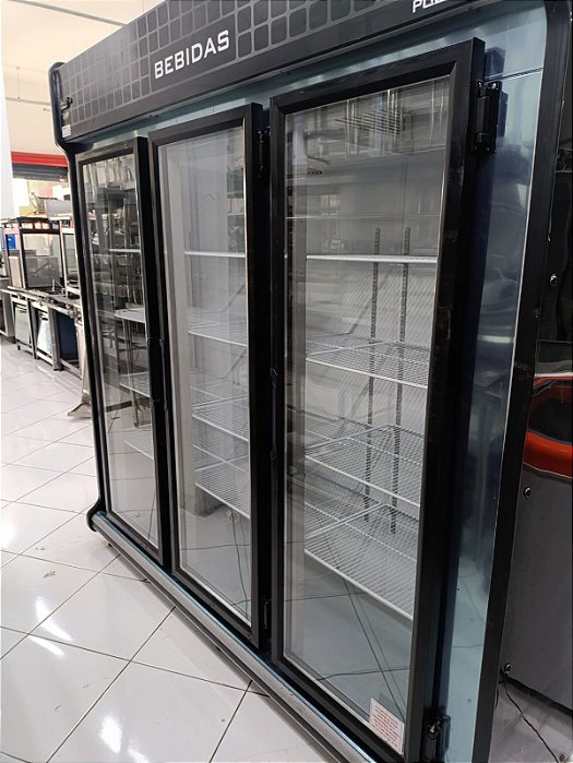 Refrigerador/Expositor Auto Serviço 2,00m 3 Portas 1333L Frios e Laticínios Cód 2153 Preto PoloFrio - Temperatura +3° a +7°C e Iluminação LED SEMI NOVA