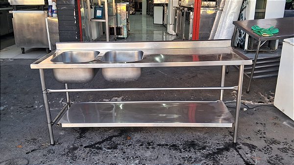 Pia inox 2 cubas 1,90x70x90 SEMI NOVA