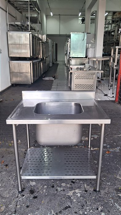 Pia inox 100x70x85 semi nova com cuba funda