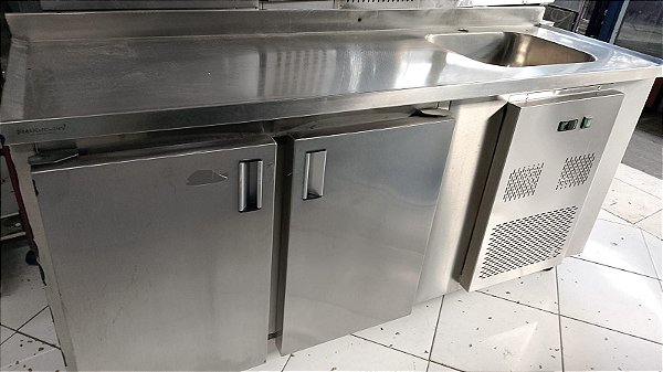 🧊 Balcão Refrigerado Freezer Inox 2 Portas 188x60x85 (-18°)
