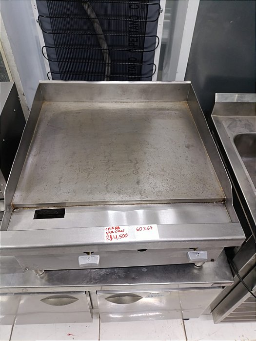 Chapa a Gás 0,60m Espessura 25mm VCRG24 Vulcan - 2 Queimadores e Total Inox SEMI NOVA