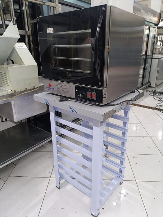 Kit - Forno Turbo Elétrico Fast Oven PRP-004 Plus 220V Preto + Bancada MES-004 - Progás SEMI NOVO