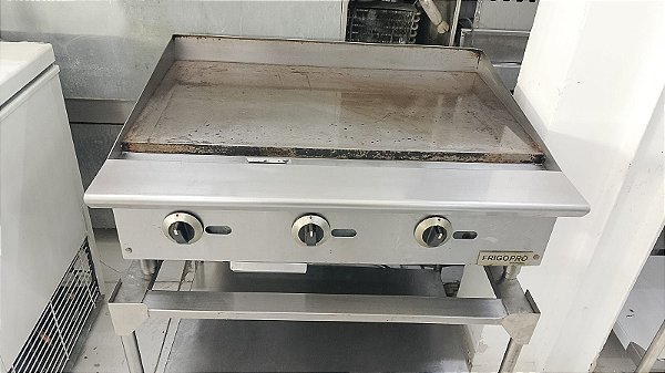 Chapa p/ Lanches a Gas 3 Queimadores Prof. 33X91X77cm 25MM FrigoPro SEMI NOVO