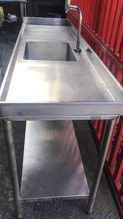 Pia inox 1 cuba central 2.10x60x85 semi nova