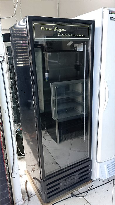 Refrigerador Expositor Vertical Linha New Age 400L ERV-400 Preto Geladeira Comercial semi nova no plastico de fábrica