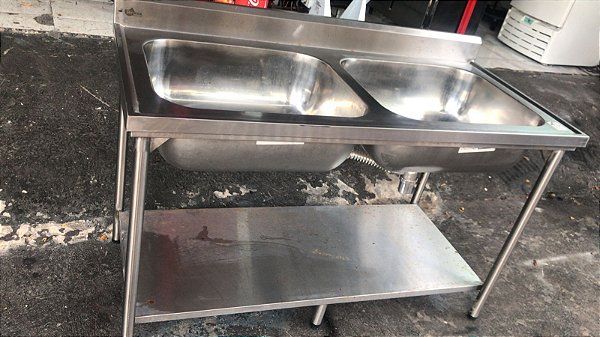 Pia inox 2 cubas 1.45x70x85 semi nova