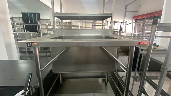 Pia Inox Sulfisa 90x70x85 — Semi nova