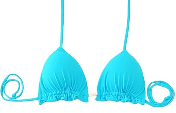 Top Cortininha Com Babadinho , Azul Piscina