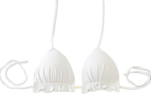 Top Cortininha Com Babadinho , Branco