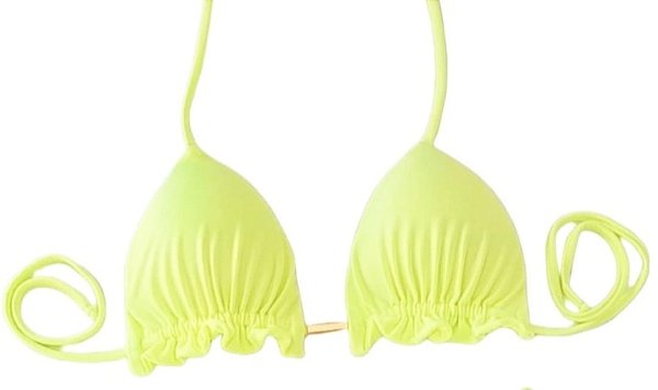 Top Cortininha Com Babadinho , Amarelo Neon