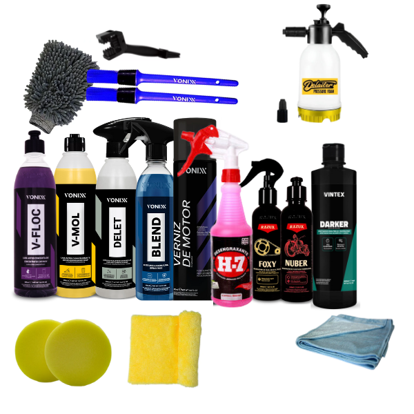 KIT DE LAVAGEM DETALHADA PARA MOTO