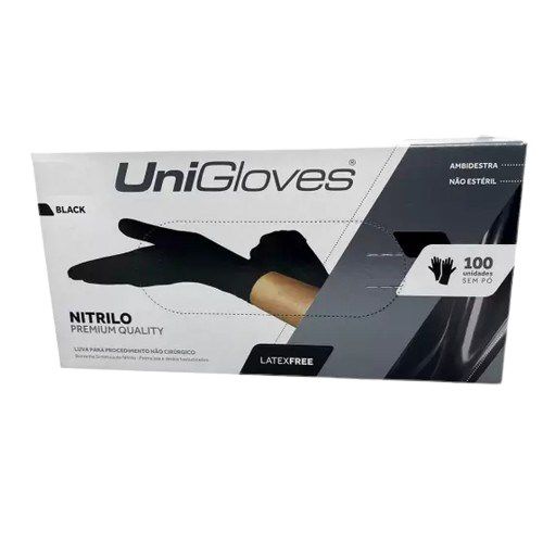 LUVA UNIGLOVES NITRILO BLACK S/ PÓ G