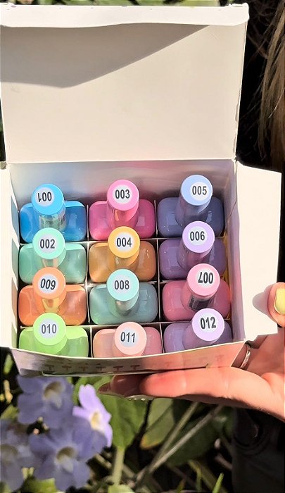 KIT 12 ESMALTES EM GEL DAFU COLEÇÃO PASTEL