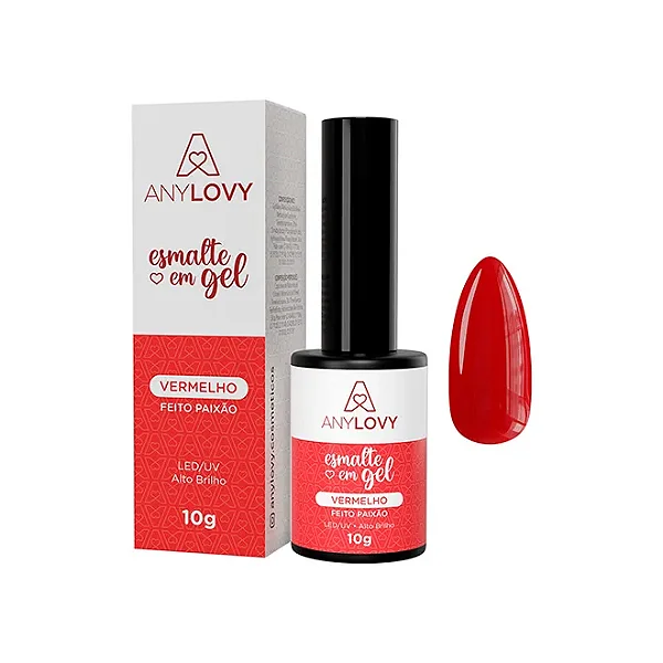 ESMALTE GEL VERMELHO FEITO PAIXAO  ANYLOVY 10G