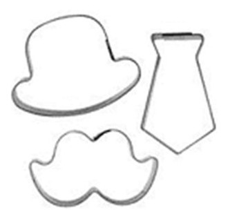 Kit Cortador Pai - Gravata, Chapéu E Bigode (inox)