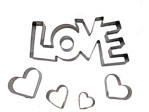 Cortador De Biscoito Love E Corações - 6 Peças