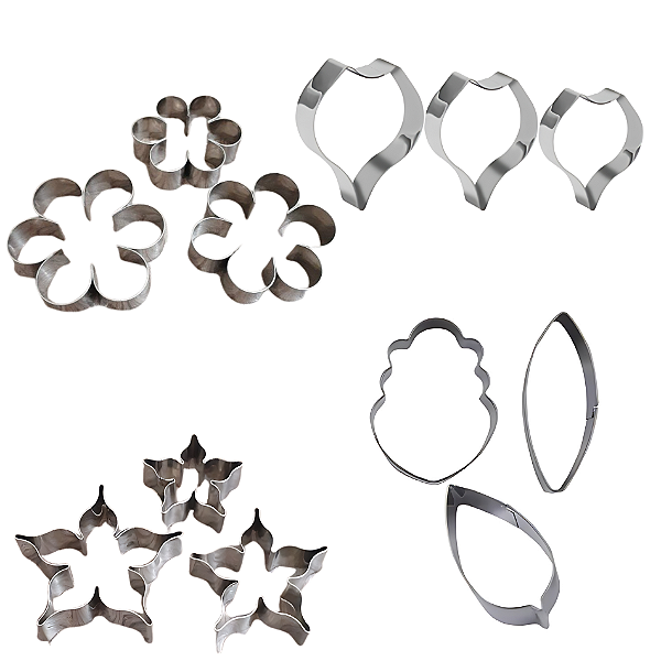 Kit 12 Peças Cortadores de Biscoito Flores 1 - Aço Inox