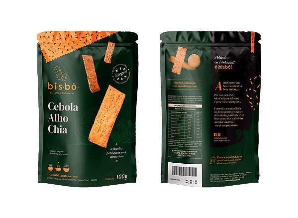 Biscoito sabor Cebola, Alho e Chia - Pacote 100g
