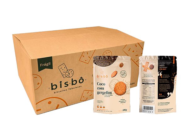 Biscoito sabor Coco com Gergelim - Caixa 24 unid.