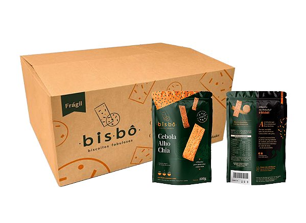 Biscoito sabor Cebola, Alho e Chia - Caixa 24 unid.