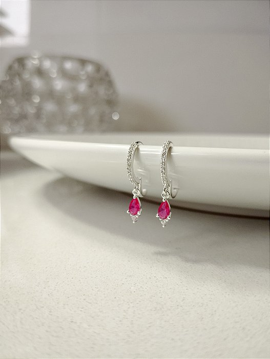 Argolinha zircônia pink