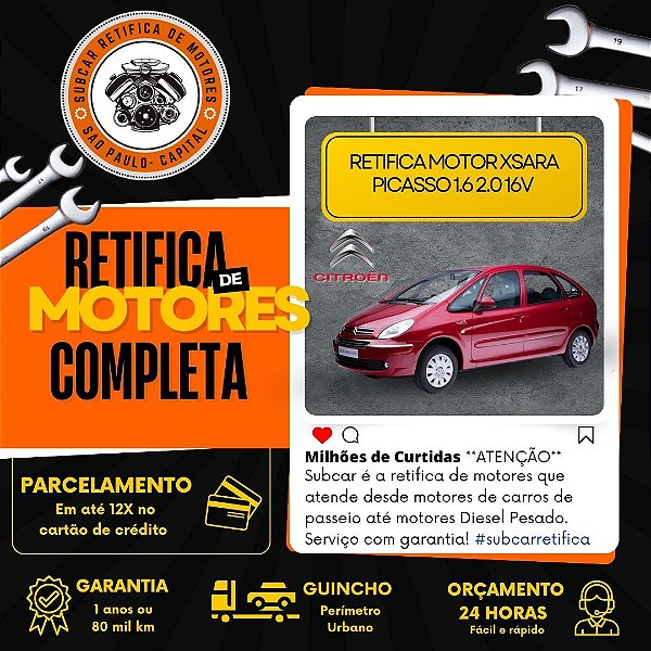 Retifica do Motor Xsara Picasso 1.6 2.0 16V