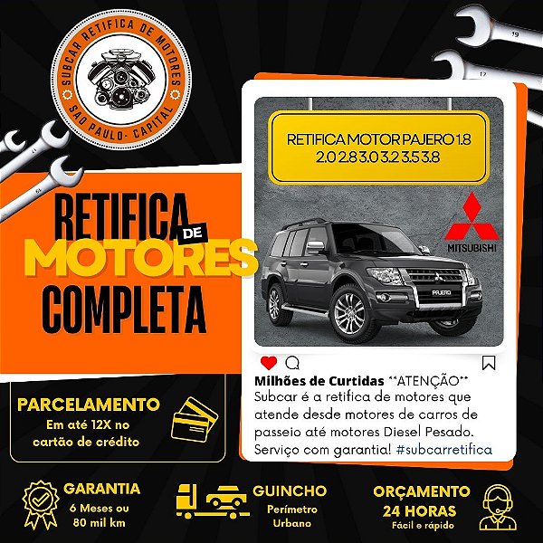 Retifica do Motor Pajero 2.0 2.8 3.0 3.2 3.5 3.8