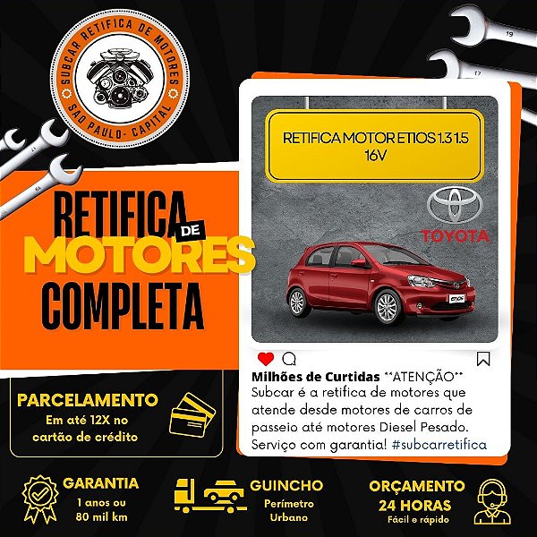 Retifica do Motor Etios 1.3 1.5 16V