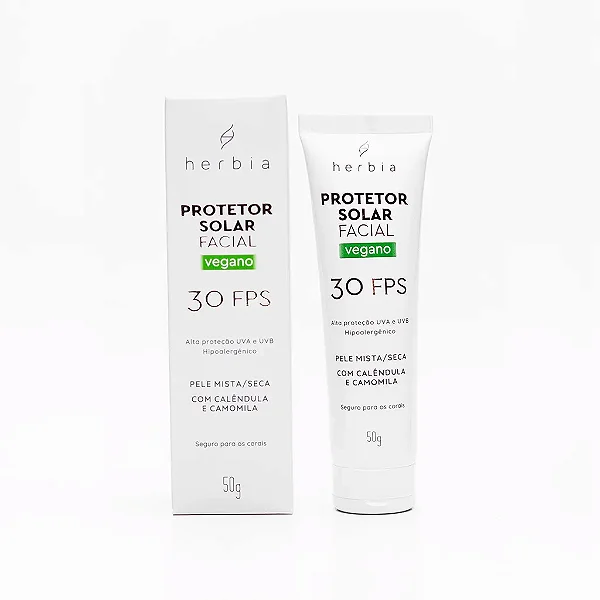 Protetor Solar Físico pele mista/seca FPS 30 - Herbia 50g