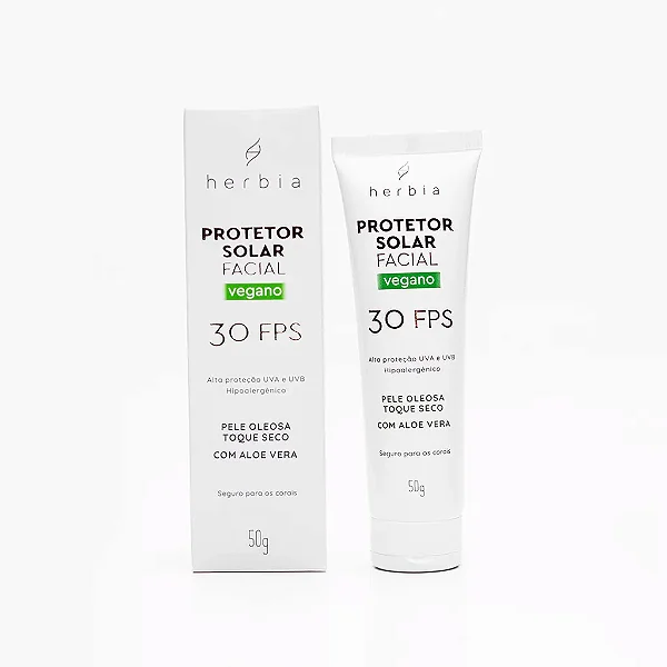 Protetor Solar Físico pele oleosa FPS 30 - Herbia 50g