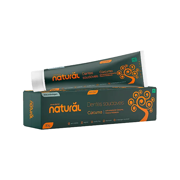 Creme Dental Natural com Extratos de Cúrcuma, Cravo e Melaleuca - Orgânico Natural 80g