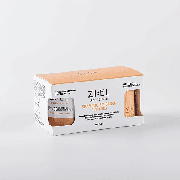 Kit shampoo antiqueda com case de bambu - Ziel 65g