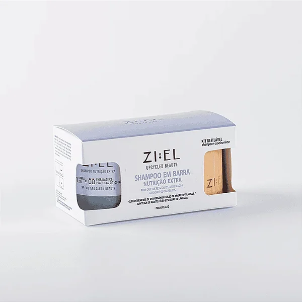 Kit shampoo para cabelos nutrição extra + case de bambu - Ziel 65g