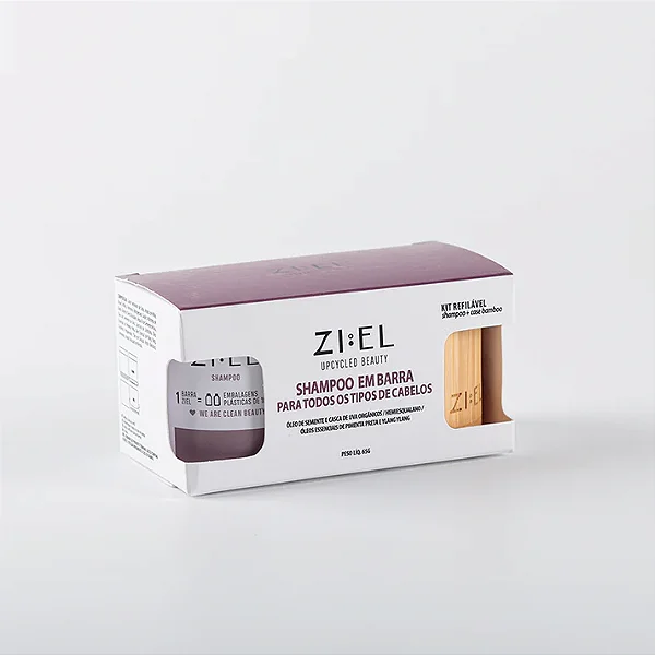 Kit shampoo para todos os tipos de cabelos + case de bambu - Ziel 65g