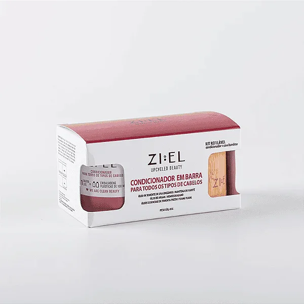 Kit condicionador para todos os tipos de cabelos + case de bambu - Ziel 45g