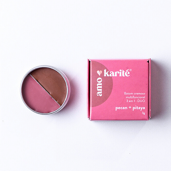 DUO Batom Cremoso Multifuncional 3 em 1 Pitaya + Pecan - Amokarité