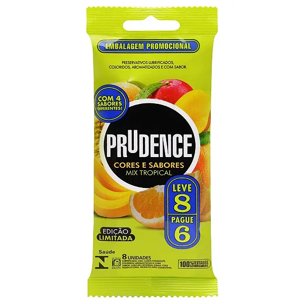 Preservativo Mix Tropical Leve 08 Pague 06 Unidades Prudence