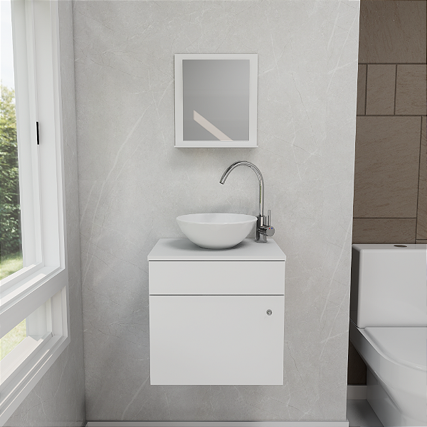 Gabinete de Banheiro 44cm com Cuba para Lavabo Armário Suspenso