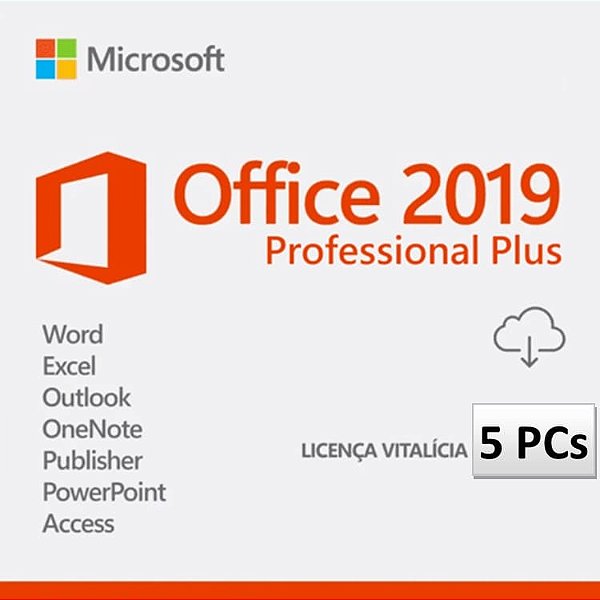 Licença Office 2019 Pro - 5 Pcs