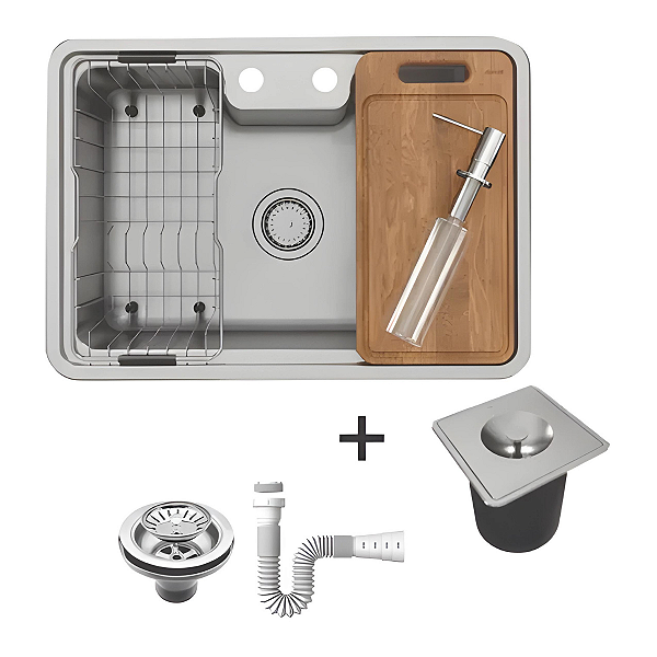 Cuba DocolMassima Aço Inox 64x44 cm com Acessórios