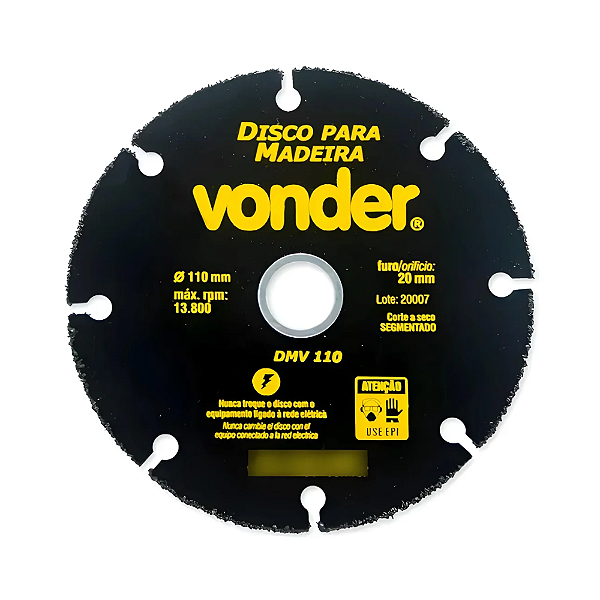 Disco de Corte Madeira Vonder 110mm DMV 110 Carboneto de Tungstênio p/ Serra Mármore