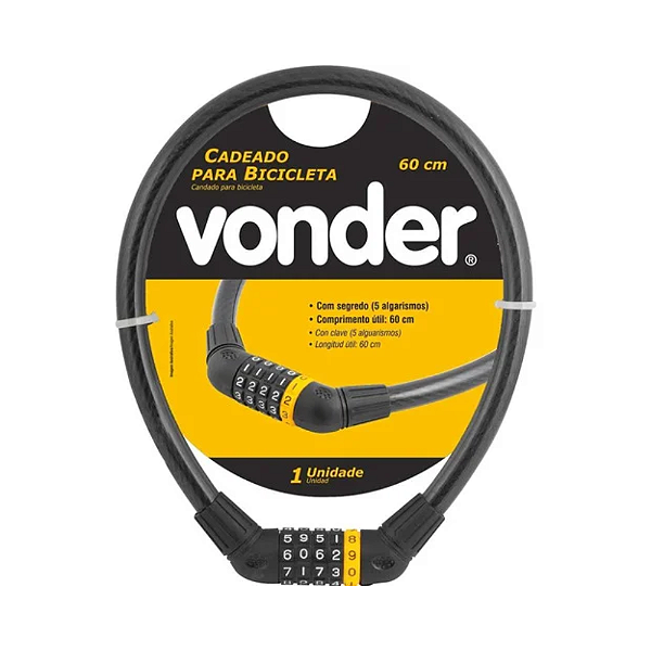 Cadeado com Segredo para Bicicleta 60cm - Vonder