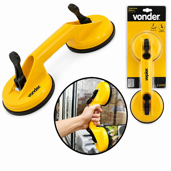 Ventosa Dupla VONDER 118mm - Para Vidros e Espelhos, cerâmicas