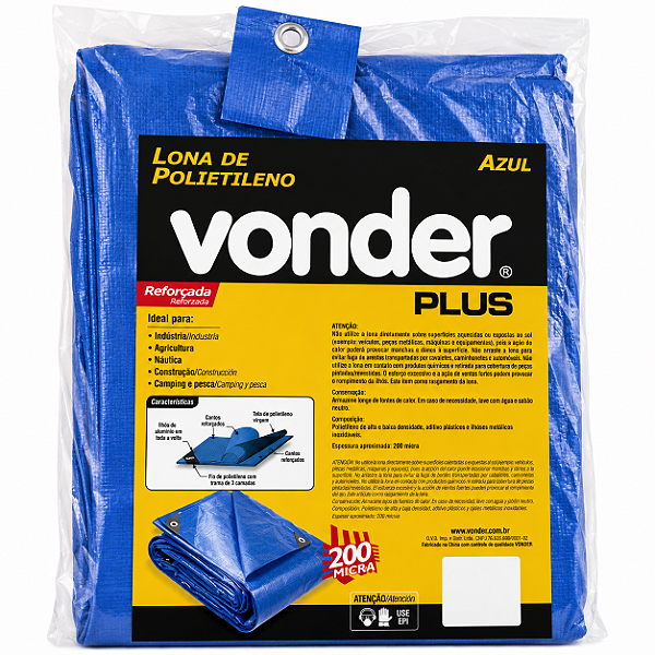 Lona VONDER PLUS 12x6m - Reforçada 200 Micra